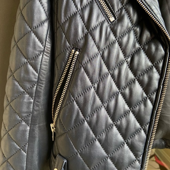 IRO navy blue quilted leather jacket. Size 36 (4 US). NwoT - Picture 6 of 11